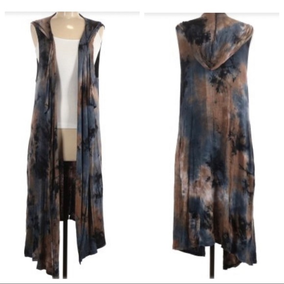 coin1804 Tops - M Coin1804 Tie Dye Hooded Duster In dusty blue, mocha, white, navy. gorgeous EUC